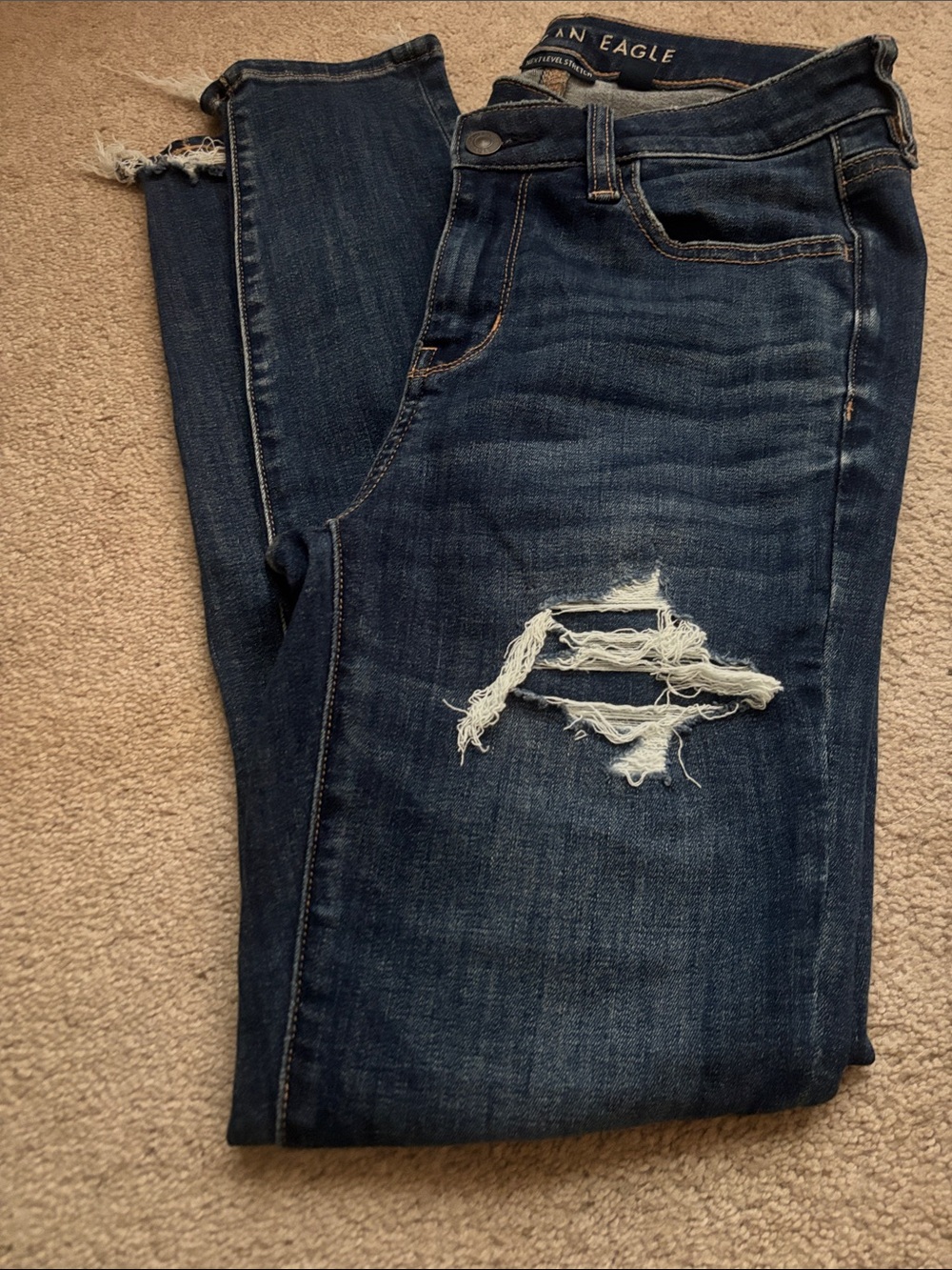 American Eagle Outfitters Indigo Ripped Skinny Jeans